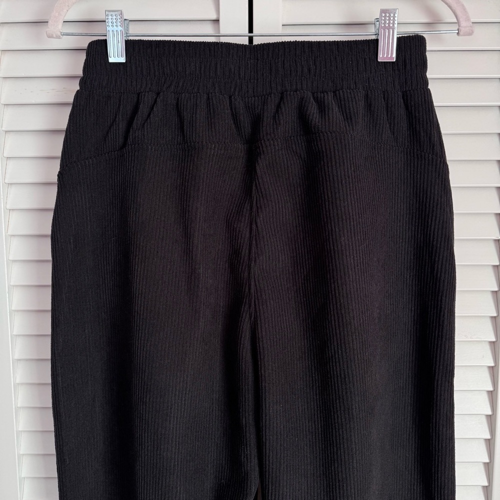 Halara High Waist Wide Straight Leg Mop Corduroy Like Casual Pants Black Small - Picture 8 of 10